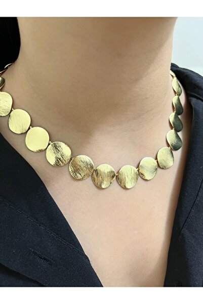 Veralys Atelier BOHEM DİSK BÜYÜK PULLU ÇELİK KOLYE
