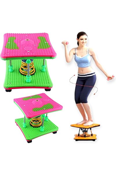 Generic Twisting Waist Disc Board, Pink and Green, Dual-Layer Rotating Platfo...
