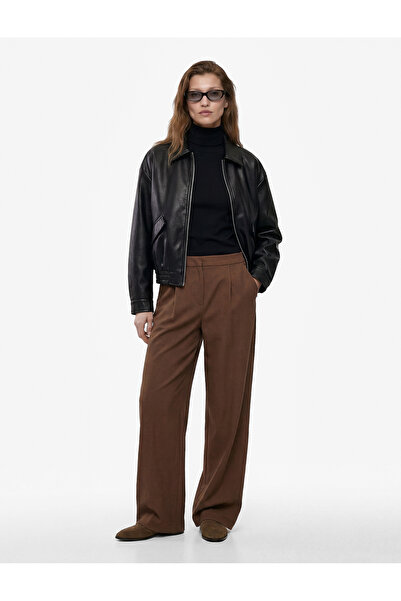 Koton Wide Leg Palazzo Trousers with Pleated Pockets