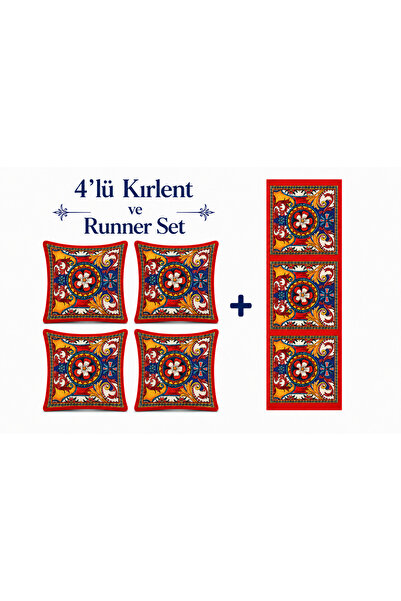 Eys Dijital Baskılı Çift Taraflı Pamuklu Kırlent Kılıfı – (43×43 cm) 4'lü SET...