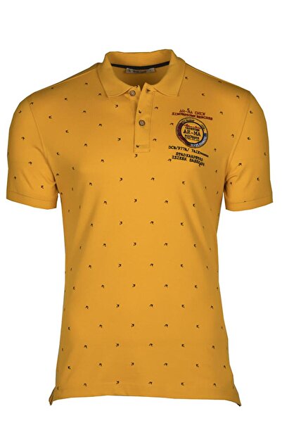 Arma Ar-Ma Men's Polo Collar T-Shirt with Text Print Regular Fit Single Roll ...