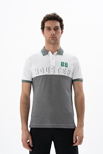 Arma Ar-Ma Men's Polo Collar T-Shirt with Text Print Regular Fit Single Roll ...