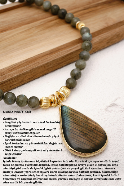 ByFlorya Jewelry Labradorite Natural Stone Pendant Drop Pendant 45Cm+5Cm Real...