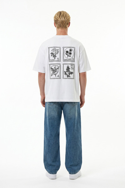 Respire Tricou supradimensionat brodat, ecru