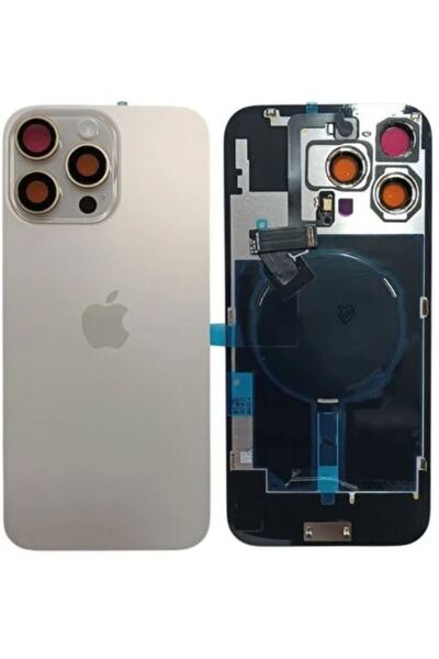 Yedcom Iphone Uyumlu 16 PRO Gold Kamera Camlı Arka Pil Kapağı Batarya Kapağı ...