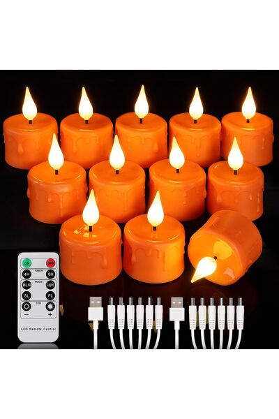 OEM Lumanari LED tip Tea Light, reîncărcabile, set complet de 12 bucăți, port...