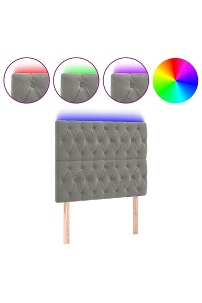 vidaxl Tăblie de pat cu LED, gri deschis, 100x7x118/128 cm, catifea