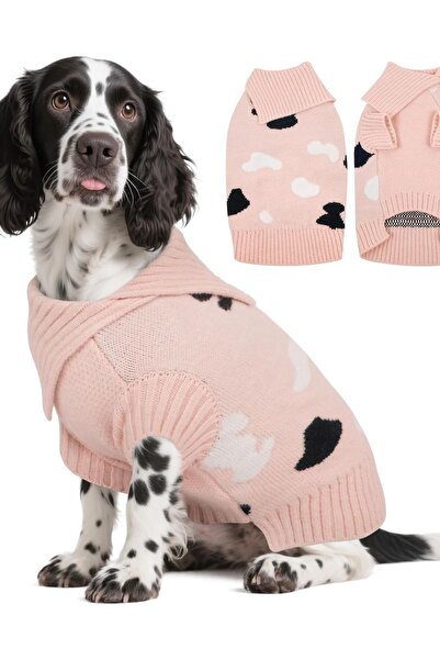 OEM Pulover golf tricotat pentru câine, cald pentru sezonul de iarnă, roz, XL