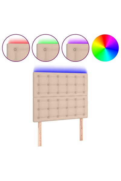 vidaxl Tăblie de pat cu LED, cappuccino, 100x5x118/128 cm, piele