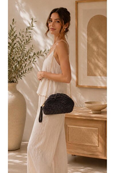 Zarena Official Fiore Knit - Kadın Örgü Pörtföy El Çantası Zincirli Omuz Ve C...