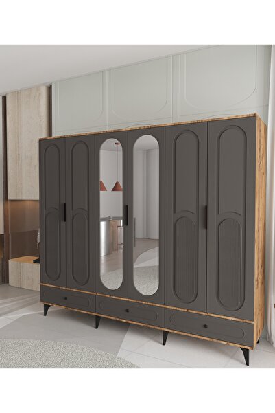 Teen & Bright DERİN 6 KAPAKLI ÇEKMECELİ GARDIROP - TAMAMI MDF