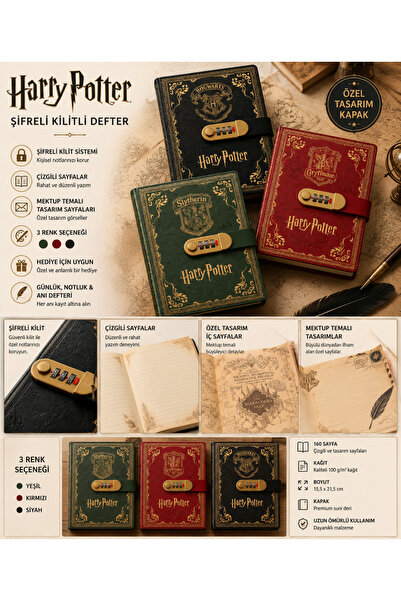 GIFT Sevgili Harry Şifreli Kilitli Mektup Temalı Defter