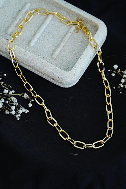 ALKASAZ Choker Necklace Gold Color Rectangular Model