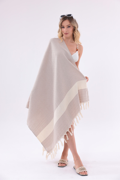 Lux Touch Hera 100% bumbac, peshtemal de plajă cu model geometric |   Pareo c...