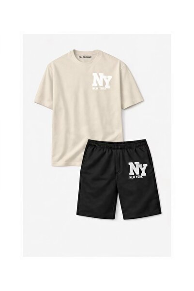LOTS MODA Unisex Believe Detail Printed Shorts Set