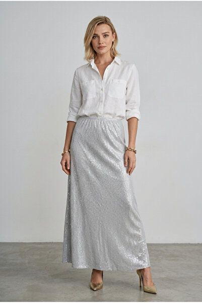 MAABMODA Silver Lame Skirt