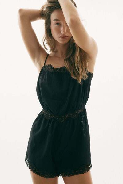 H&M Lace-trimmed pyjama playsuit