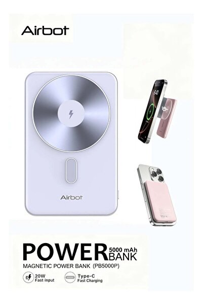 Airbot بنك طاقة لاسلكي MagSafe بسعة 5000 مللي أمبير للهواتف الذكية، شحن سريع ...