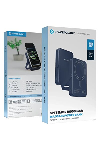 Powerology Spetemor 10000mAh Magsafe Power Glass Surface PD Power Bank 20W Blue