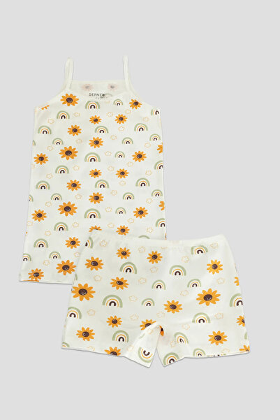 Defne Baby Set de maiou și boxeri din bumbac pieptănat cu model floarea-soare...