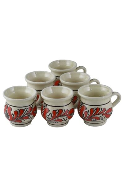LimArt Set de 6 pahare ceramice tradiționale pentru tuică sau palinca, 30 ml,...