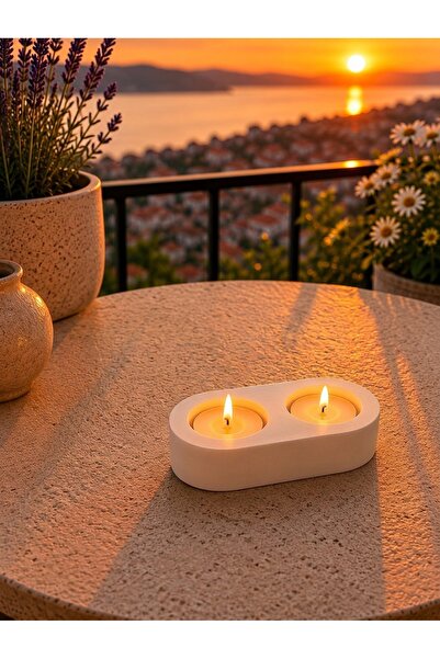 ACELEYOLLA 2'li Beton Tealight Mumluk – Dekoratif Mumluk