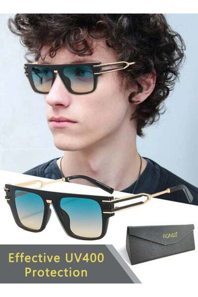 ROAISS Mens Modern Square Sunglasses UV400 Protection Metal Frame Fashion Ant...