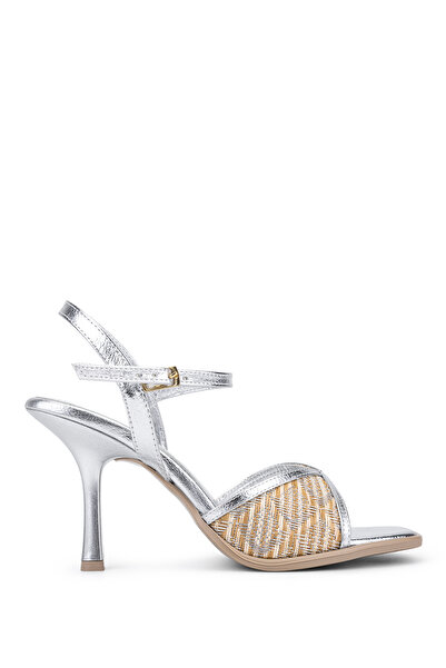 Tamer Tanca Women's Faux Leather Silver Metallic Heeled Shoes
