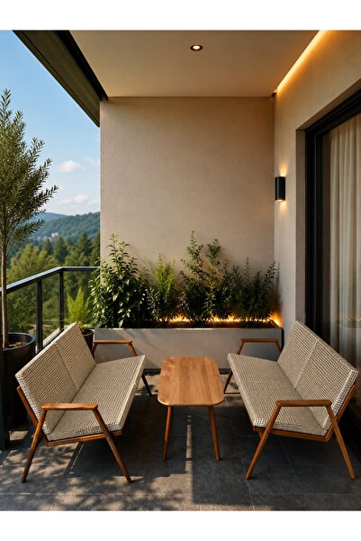 Dekoroom's VİENTO 2-2 BAHÇE BALKON MOBİLYASI,SEHPALI,KAHVE İSKELET,KUMAŞ RENG...