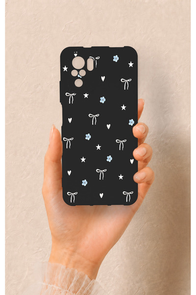 Vip Case Redmi Note 10-10S Uyumlu Mini Fiyonk Siyah Desenli Silikon Kılıf