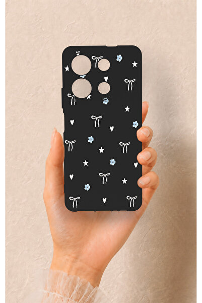 Vip Case İnfinix Note 30 Uyumlu Mini Fiyonk Siyah Desenli Silikon Kılıf