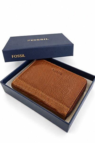 Fossil Prava koža, horizontalni unisex novčanik sa zatvaračem, držač kartica,...