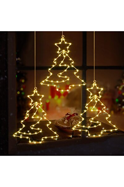 OEM Lumini de Crăciun pentru fereastră, 3 bucăți, 55 LED-uri, alimentate cu b...