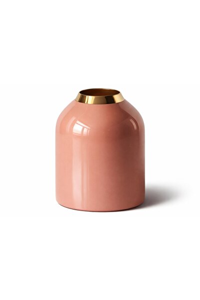 Vivense PEMBE ALTIN METAL EMAYE VAZO