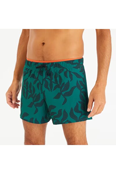 Decathlon Erkek Kısa Deniz Şortu - Yeşil - Desenli - 100