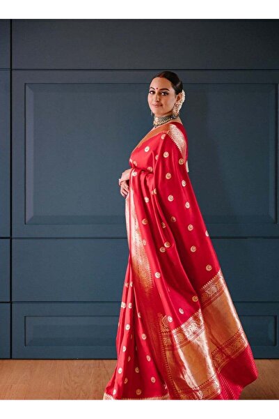 Silk Nagri Celebrity Inspired Banarasi Semi Katan Silk Saree with Chand Tara ...