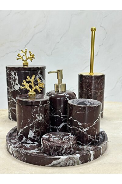 veloraliving Decorative Natural Elazig Cherry 7 Piece Coral Accessory Bath Set