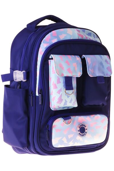 KAUKKO Florid Girl's (Navy Blue - Pink) School and Daily Backpack - 6 Compart...