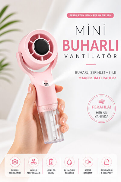 Weskam Su Hazneli Mini El Vantilatör Şarjlı Taşınabilir Yaz Serinletici Fan f099