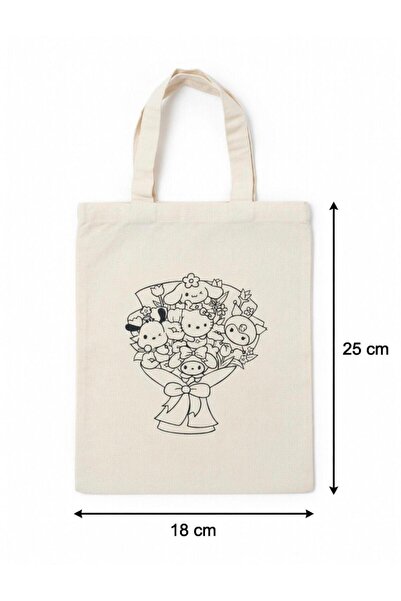 ni-ag Kuromi Desenli Boyanabilir Bez Çanta-1 Adet Boyut 18x25