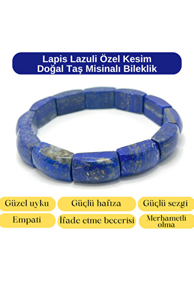 YILDIZ DOĞAL TAŞ Certified Lapis Lazuli Special Cut Natural Stone Bracelet