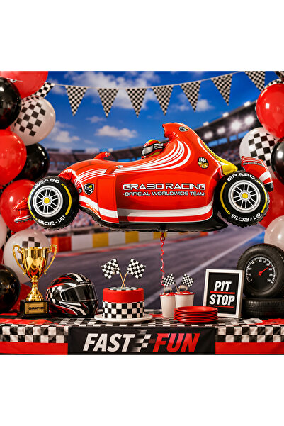 DODOMAR Red Race Car Foil Balloon 52X110 cm Birthday Children's Party Decoration