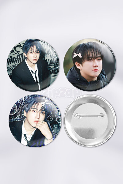 ZipZap Changbin Stray Kids KPOP Çanta Süsü Rozet İğneli Buton Rozet Seti (3 A...