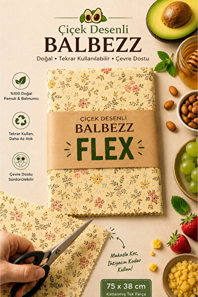 BalBezz FLEX Floral Large Wax Storage Cloth 75x38 cm – Cuttable Natural Kitchen Cloth