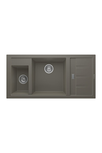 RealStone Aspendos P022 Damlalıklı Granit Evye 1000x500 mm Çift Göz Mutfak Ev...