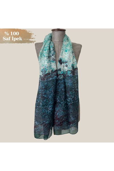 Pure Silk Atelier %100 Saf İpek Van Gogh Gelincik Tarlası Desenli Lüks Fular ...