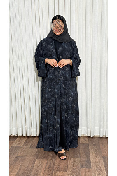 Ms Abaya Msener Kluş with Wide Sleeves Made of Soft Chiffon with All over Emb...