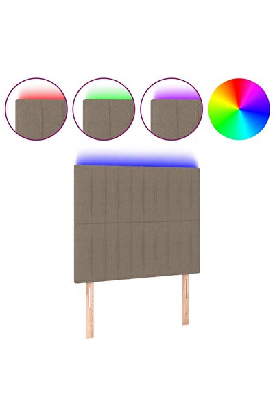 vidaxl Tăblie de pat cu LED, gri taupe, 80x5x118/128 cm, textil