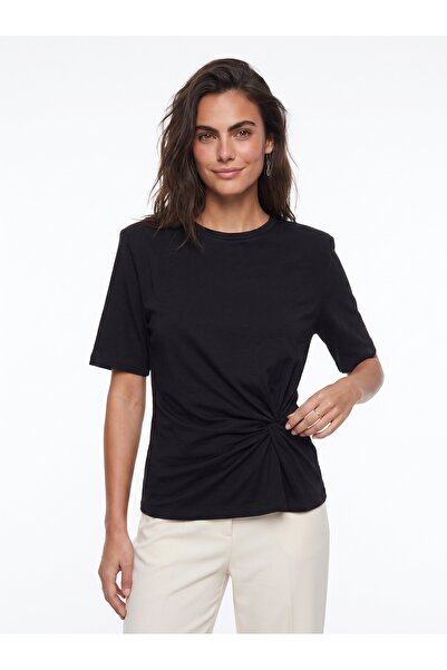 ONLOOX Black Soft Fabric Short Sleeve Comfortable Fit T-Shirt with Padded Sho...
