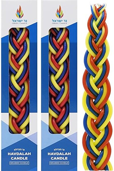 The Bros Havdalah Candle Handcrafted Havdala Candle (Multi Color Red/White/Bl...